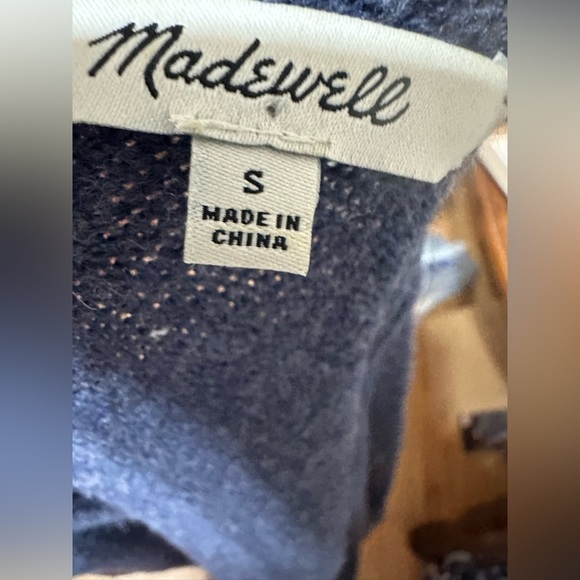 Madewell Knit Womens Open Front Cardigan Sweater Blue Small Merino Wool Alpaca - Picture 4 of 7
